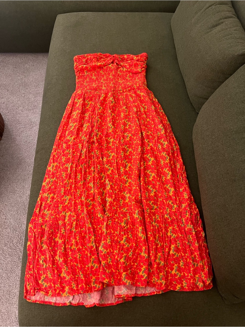 Vici Strapless Red & Yellow Floral Maxi Dress